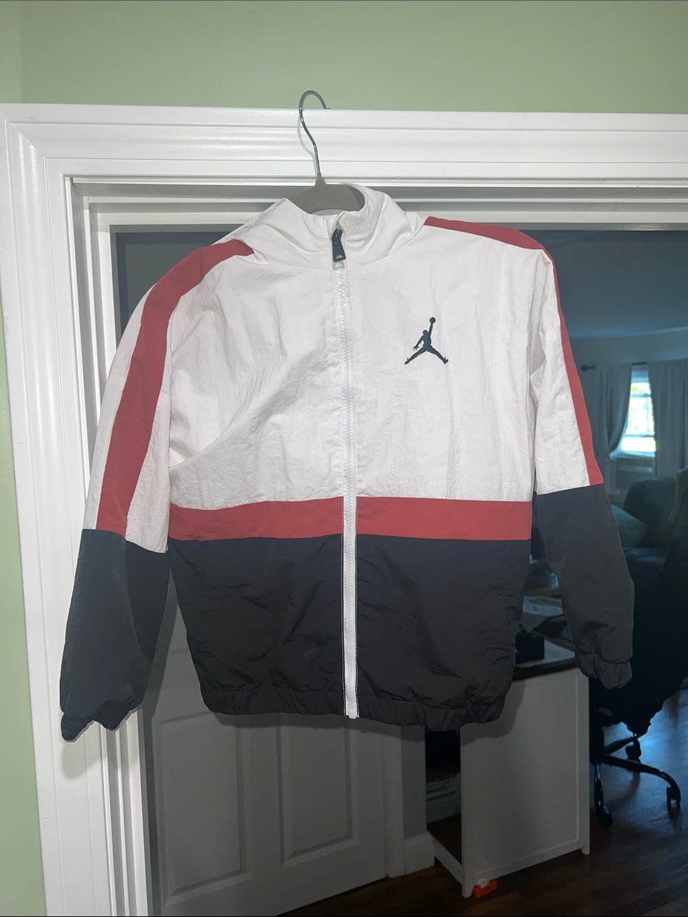Kids Jordan Colorblock Track Jacket in White, Red, Black